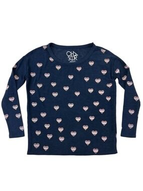 Chaser NEW Beach Hearts top XS women soft round neck casual loungewear